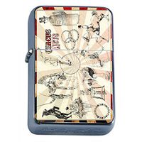 Perfection In Style Silver Flip Top Oil Lighter Vintage Circus Design 005