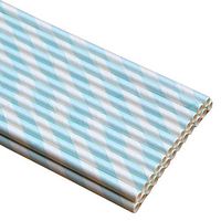 Kylin Express Colored Decorative Paper Straws Disposable Drinking Straws 100pcs,Light Blue Stripe
