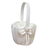 Tcplyn  Flower Basket Satin Bowknot Bridal Accessories Suitable For Wedding Decoration 1 Pc White