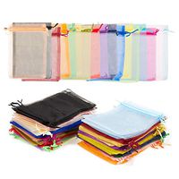 100 Pack Organza Bags - 5 x 7 Inches 20 Assorted Colors Small Gift Jewelry Mesh Party Favor Bags with Drawstring for Wedding, Baby Shower