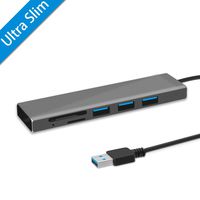 USB 3.0 Hub Ultra Slim 3-Port Aluminum Hub with 2-Slot SD/TF Card Reader Combo, 5 in 1 Superspeed USB 3.0 Hub for MacBook Pro 13/15, iMac, Mac Pro/Mini, Surface Pro, PCs and More - Gray