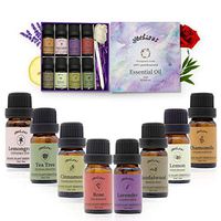Yethious Top 8 Essential Oils Set 10ml 100% Pure Organic Therapeutic Grade for Diffuser, Humidifier,Massage Aromatherapy Gift Oils Kit-Stress Relief,Relaxation Sandalwood,Lavender,Lemon And 8 More