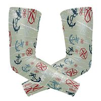 LEVEIS Cute Boat and Anchor Arm Sleeves UV Protection for Men Women Sunblock Protective Gloves Running Golf Cycling Driving Long Arm Cover 1 Pair