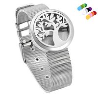 constantlife Men's Jewelry Stainless Steel Perfume Diffuser Locket Exquise Mesh Band Bracelet Essential Oil Diffuser Office Home Car (Silver-H)