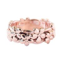 Women Chic Flower Rings Fxbar Simple Plum Blossom Engagement Wedding Band Jewelry Couple Stylish Birthday Gift (Multicolor,5)