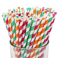 Just Artifacts Premium Biodegradable 100pcs Decorative Paper Straws (Color: Sherbet Dessert)