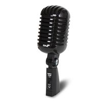 Classic Retro Dynamic Vocal Microphone - Old Vintage Style Unidirectional Cardioid Mic with XLR Cable - Universal Stand Compatible - Live Performance, In Studio Recording - Pyle Pro PDMICR42BK (Black)