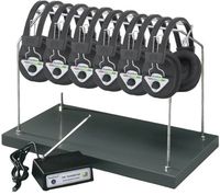 Hamilton Buhl Wireless 6 Person Listening Center with Multi-Frequency Transmitter, Wireless Headphones and Rack