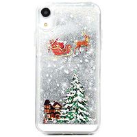 iPhone 6 Case, iPhone 6S Case 3D Liquid Case [Christmas Collection] Flowing Quicksand Moving Stars Bling Glitter Snowflake Christmas Tree Santa Claus Pattern Shockproof Hard Case Silver