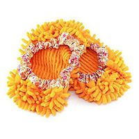 Microfiber Washable Mop Slippers Shoes For Women Floor Dust Dirt Hair Cleaner (Color : Orange)