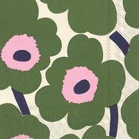 Ideal Home Range C552622 Marimekko 20 Count Paper Cocktail Napkins, Unikko Dark Green