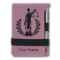 Mini Notepad, Lady Justice, Personalized Engraving Included (Pink)