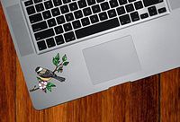 Bird - Chickadee with Apple Blossom - Stained Glass Style Opaque Vinyl Laptop Decal - Copyright 2015 Yadda-Yadda Design Co. (Size Choice) (SM 3"w x 2.5"h)