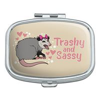 Trashy and Sassy Opossum Funny Rectangle Pill Case Trinket Gift Box