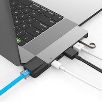 HyperDrive USB C Hub, Dual Type C Hub Adapter for MacBook Pro 2017/2016 13" 15", 6in2 Multi-Port Thunderbolt USB-C Dongle w Gigabit Ethernet, 40Gb/s C-USB 100W, 5Gb/s Type-C w 60W PD, 4K HDMI
