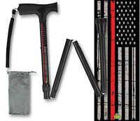 Foldable Walking Cane Thin Red Line Firefighter Man Woman Service Retired Collapsible Lightweight Travel BFunkyMoblity