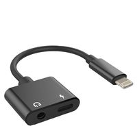 Dual Adapter for iPhone, Labobbon Splitter Adapter for 3.5mm Headphone and Charger (Splitter Adapter & 3.5mm Audio Adapter- Black)