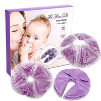 Breast Therapy Pads Breast Ice Pack, Hot Cold Breastfeeding Gel Pads, Boost Milk Let-Down with Gel Bead Pads, 2 Count, 2 Cover,Purple