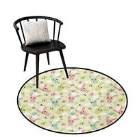 RUGSMAT Modern Machine Washable Round Bath Mat,Joyful Children Traveling On A Cartoon Train with A Funny Monkey Toddler Nursery Theme,Non-Slip Soft Floor Mat Home Decor Diameter-35 Inch Multicolor