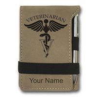 Mini Notepad, Veterinarian, Personalized Engraving Included (Light Brown)