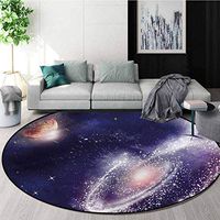 RUGSMAT Universe Small Round Rug Carpet,Nebula Planet Cosmic Design Non-Slip Fabric Round Rugs for Study Room Diameter-51