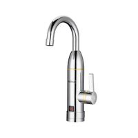 BeesClover Fast Water Heater Tap Kitchen Faucet Instantaneous Temperature Screen Instant Heaters Water Tankless Heating Electroplating Silver Digital Display