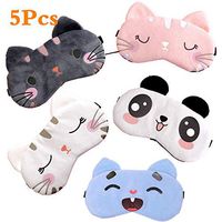 Cute Animal Sleep Mask- 5 Pack Soft Plush Blindfold Sleeping Mask Funy Eye Cover for Women Girls Kids Travel Nap Night Sleeping Games
