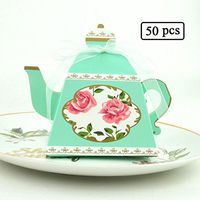 50Pcs Candy Boxes Tea Party Favors Wedding Gifts for Bridal Shower Birthday Party Candy Box Favors Decoration (Blue)