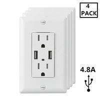 ECOELER High Speed Dual USB Wall Outlet, 4.8A 15 Amp TR Receptacle with USB Charger Power Outlets