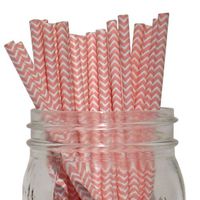 Just Artifacts Chevron Stripe Paper Straw 25pcs Light Pink
