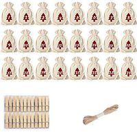 Best Advent Calendar for Christmas 2019, 24 Days Countdown Toy Linen Drawstring Treat Candy Bags, Napoo Tree Ornaments Surprise Gift Bag for Kids Coworker (48 Counts)