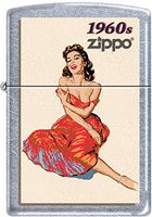 Zippo Windy Vintage Nose Art Red Dress Pinup 1960 Era Satin Chrome Lighter NEW