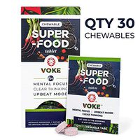 Voke Energy | Jitter-Free, All-Day Packs for Energy, Mental Focus, Upbeat Mood and Clear Thinking | 30 Chewable Superfood Tablets with Vitamin C Antioxidants | 15 Day Supply