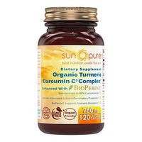 Sun Pure Premium Quality Turmeric Curcumin C3 Complex with Bioperine 750 Mg 120 Veggie Capsules Glass Bottle
