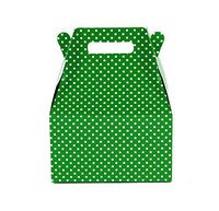 12CT (1 Dozen) Medium Biodegradable Kraft/Craft Favor Treat Gable Boxes (Medium, Polka Dot Green)