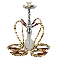 BuBu-Fu Large Hookah Set, Easy to Disassemble and Clean Glass 4 Hose Hookah Complete Set, Not Easy to Dump Stainless Steel Arab Hookahs Set,Dsilverwhite