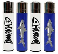 Clipper Lighter"Bone Fish and Shark" Design - 4 Item Bundle