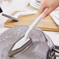 Kitchen Cleaning Brush Scrub Sponge Brush with Long Handle Dish Scrubbing Brushes Scrub Emery Sponge Sink Pan Descaling Washing Floor Bath Tile Tub Scrubber (Black White)
