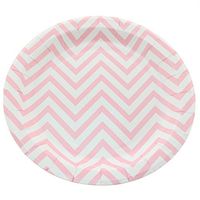 Anyneo Disposable Chevron Pink Paper Plates 9-Inch 36 Count