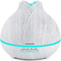 URPOWER 400ml Wood Grain Essential Oil Diffuser, Running 10+ Hours Aromatherapy Diffuser for Essential Oils with 2 Mist Modes, 4 Timer Setting, Whisper Quiet Humidifiers for Bedroom (C-White)