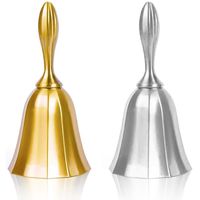 DomeStar Hand Bell, 2PCS Call Bell Wedding Bell Dinner Bell Golden and Pewter Classroom Bell for Kid