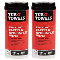 Tub O' Towels Carpet and Upholstery Spot Remover Cleaning Wipes - Clean, Scrub, Remove, 40 Count, 2-Pack