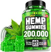 JOLLYGREEN Hemp Gummies 200,000 - Effective Anxiety & Stress Relief - Made in USA - Natural Immune Gummies - Tasty & Relaxing - Rich in Omega 3-6-9 - Great Mood Boost & Insomnia Relief - 60 PCS