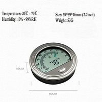 MAYBAO Cigar Humidor Hygrometers Cigar Thermo-Hygrometer Tobacco Hygrothermograph (Silver)