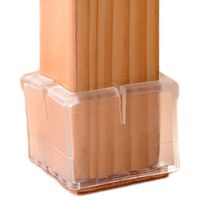 Chair Leg Floor Protectors Square Furniture Leg Caps 1 1/8 to 1 3/8" with Felt Pads Clear (16 Pack)