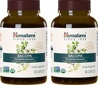 Himalaya Organic Bacopa/Brahmi, 60 Caplets for Mental Alertness, Cognitive Health & Memory Support 750 mg, (Pack of 2)