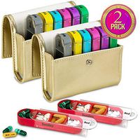 Weekly Travel Pill Organizer - (Pack of 2) Medication Wallet Pill Box Reminders, Pill Container Dispenser Case, Vitamin Caddy Organizer, for 4 Times A Day, 7 Days a Week