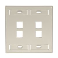 Leviton 42080-4IP 4-Port Dual Gang QuickPort Wallplate with ID Windows, Ivory