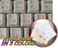 SLOVAK KEYBOARD STICKERS WITH RED LETTERING TRANSPARENT BACKGROUND