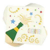 100-Pack Cocktail Napkins - Disposable Paper Party Celebrate! Napkins with Champagne Design - Perfect for New Years, Birthday and Anniversary Celebrations - 5 x 5 inches Folded